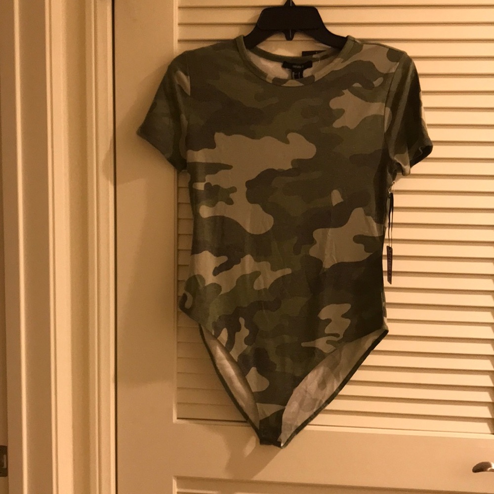 NWT Forever 21 Knit Camouflage Bodysuit Size Large